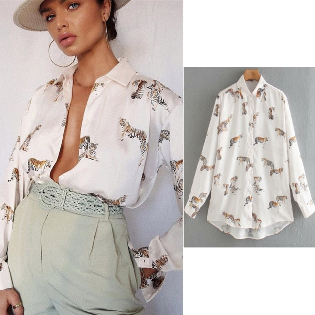 Women Satin Blouse Long Sleeve