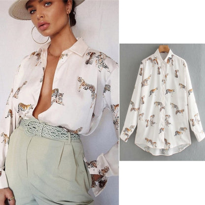 Women Satin Blouse Long Sleeve