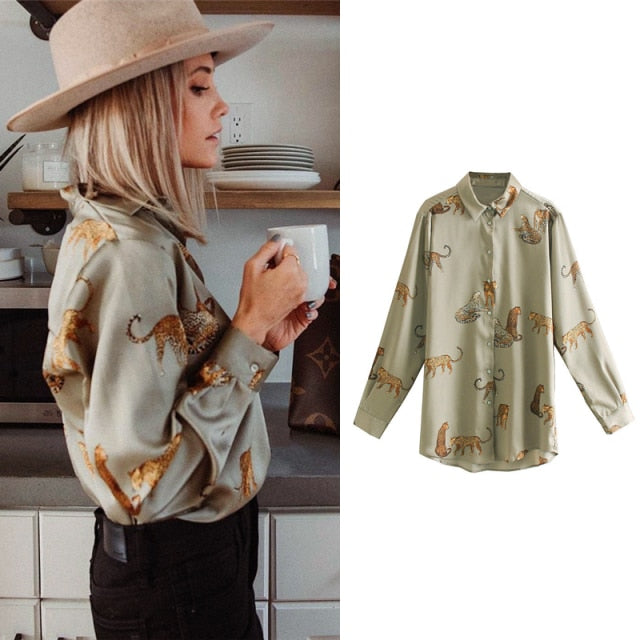Women Satin Blouse Long Sleeve