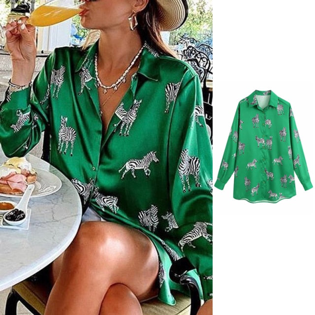 Women Satin Blouse Long Sleeve