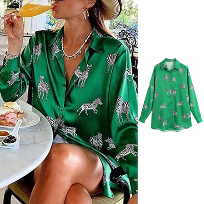 Women Satin Blouse Long Sleeve