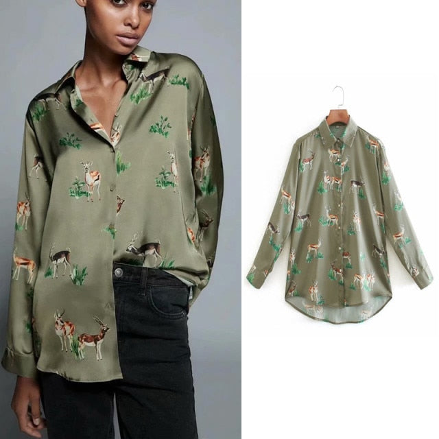 Women Satin Blouse Long Sleeve